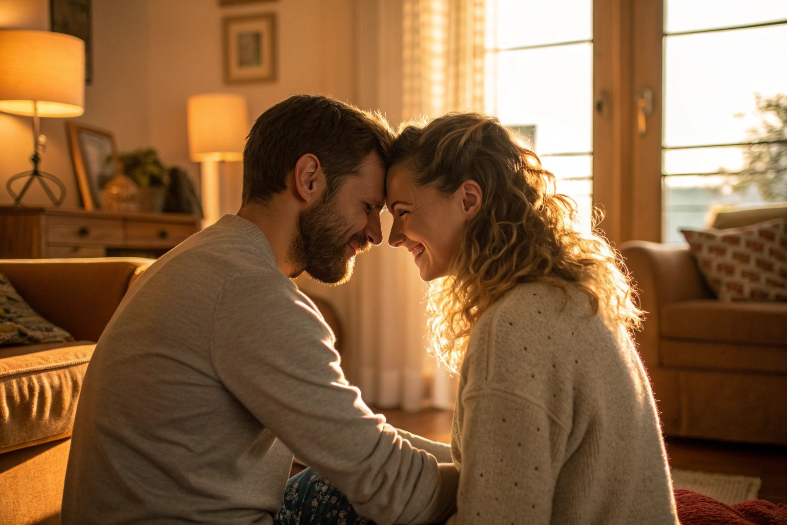 Stel met emotionele openheid en oogcontact