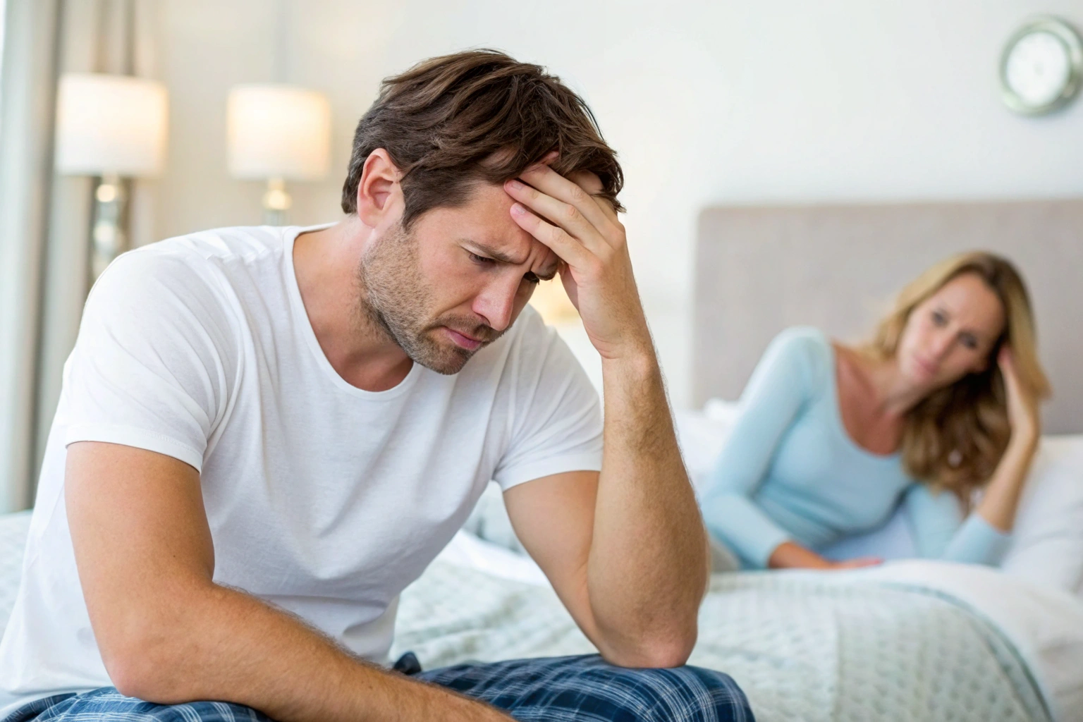 Angstige man zoekt bevestiging van partner