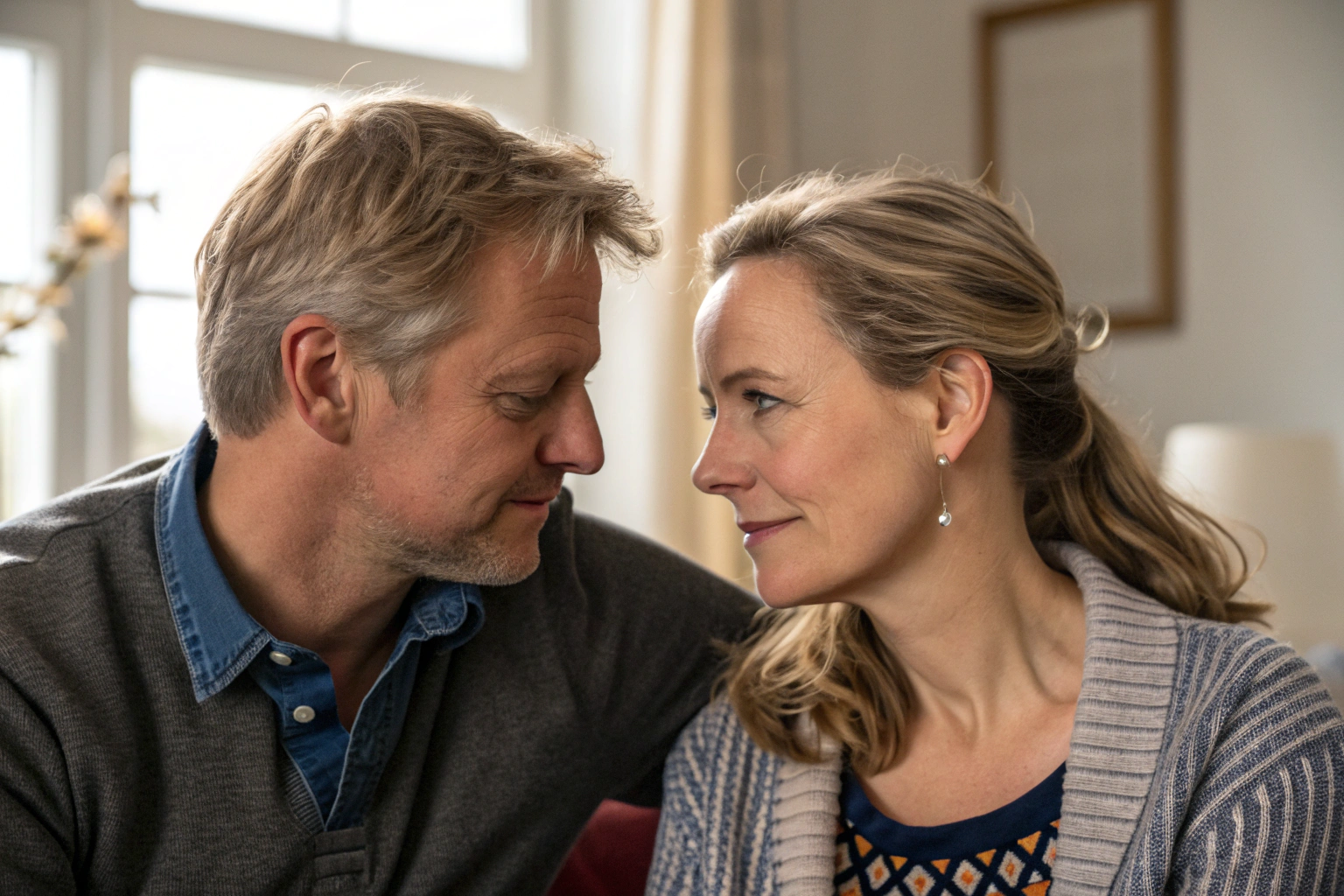 Man maakt oogcontact en luistert actief naar partner met open lichaamstaal