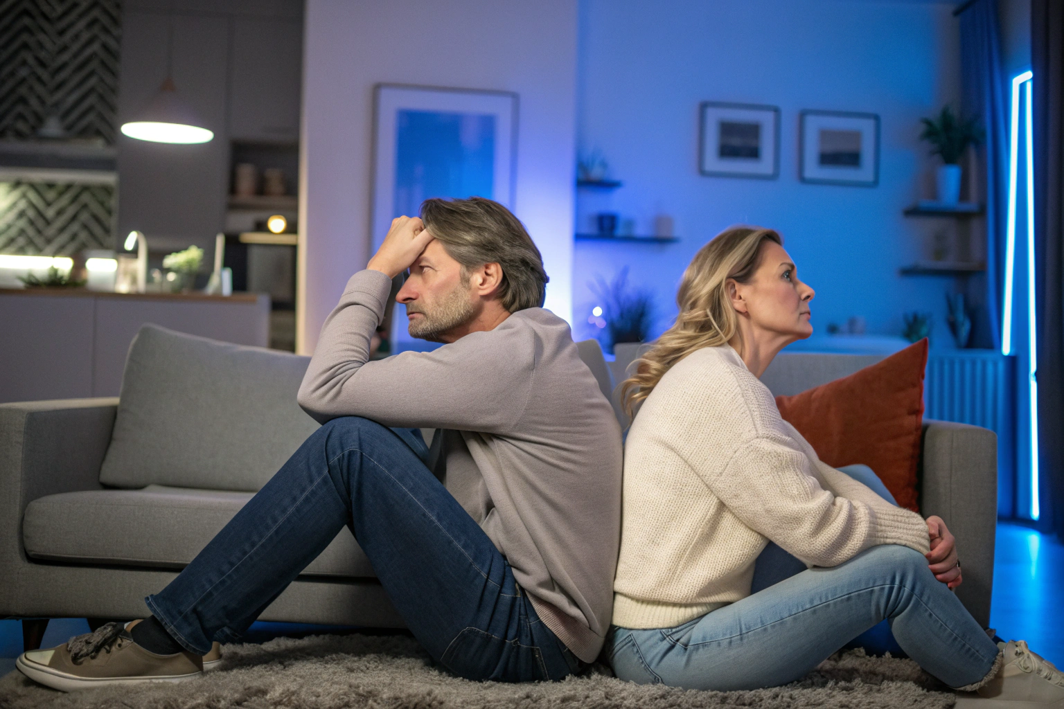 Gefrustreerd stel dat emotionele afstand ervaart in hun relatie