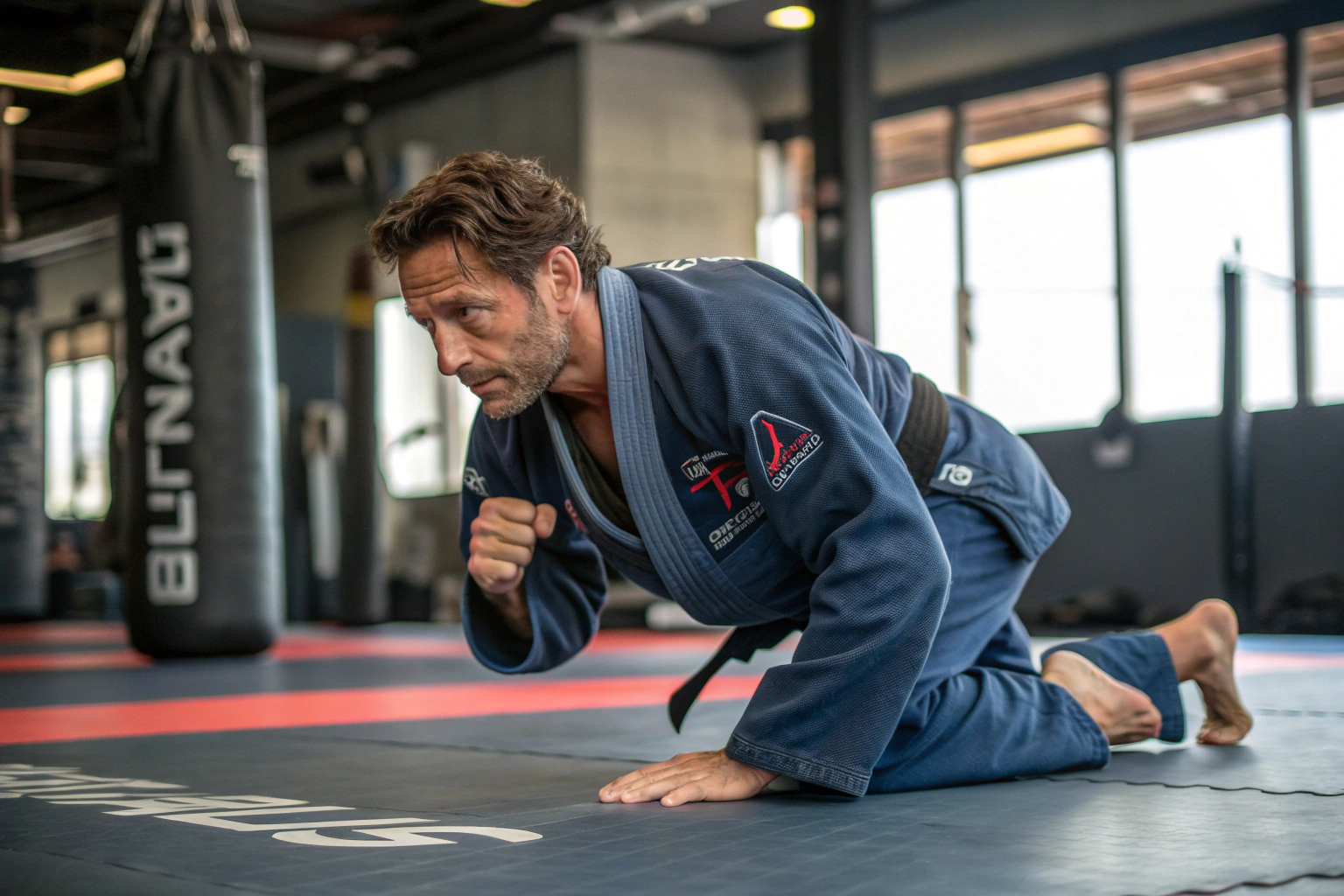 Man traint Brazilian Jiu-Jitsu voor emotionele controle