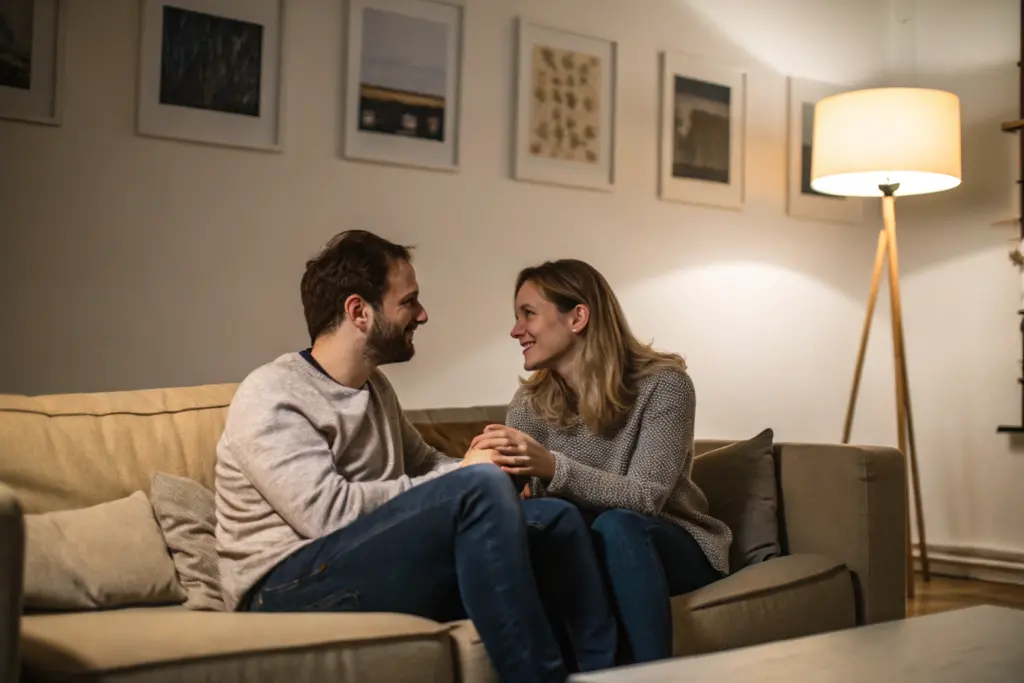 Stel heeft kwetsbaar gesprek over trigger of grens in hun relatie