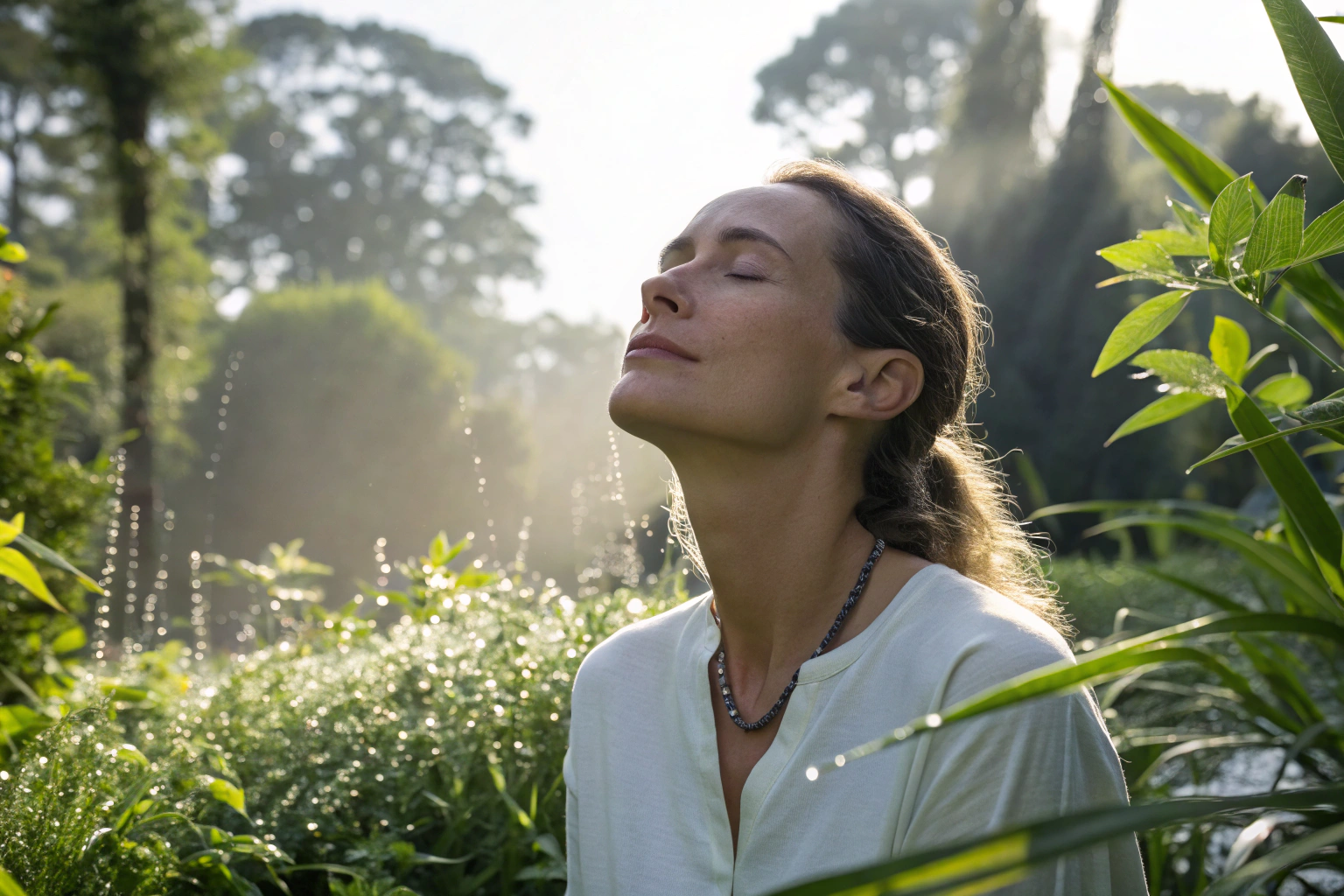 Vrouw oefent ademhaling om zenuwstelsel te kalmeren in relatie