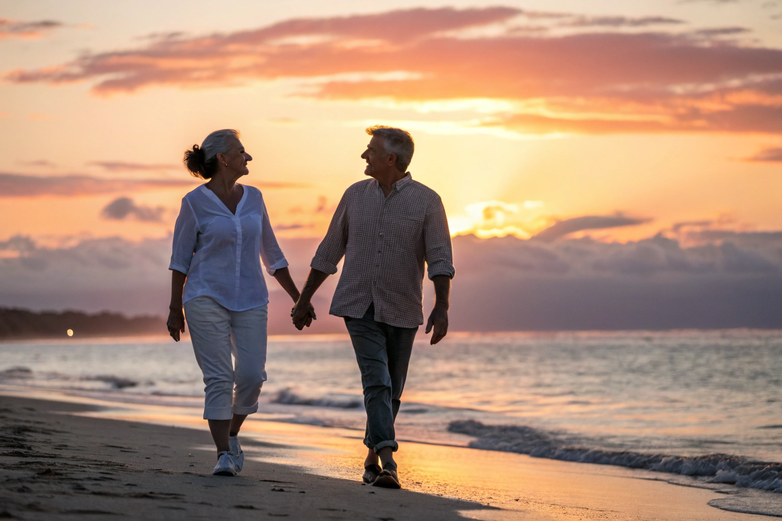 Stel wandelt samen op het strand: een nieuwe fase in hun relatie