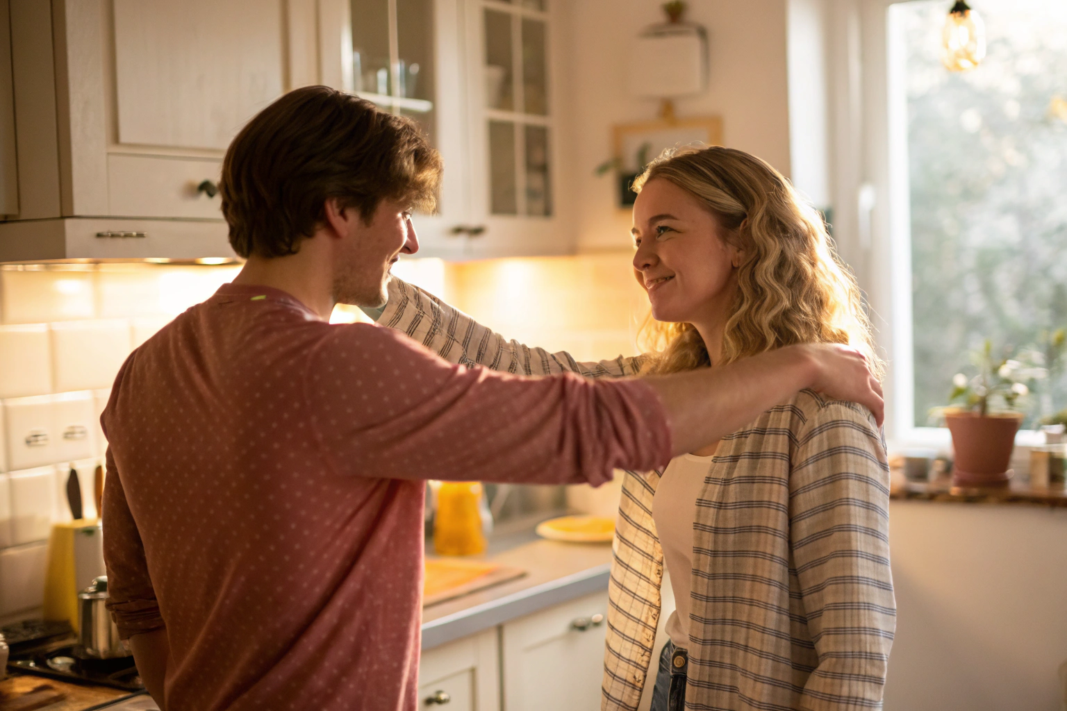 Kwetsbaar moment tussen partners in woonkamer