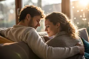 Stel op de bank waarbij grenzen stellen zonder schuldgevoel centraal staat