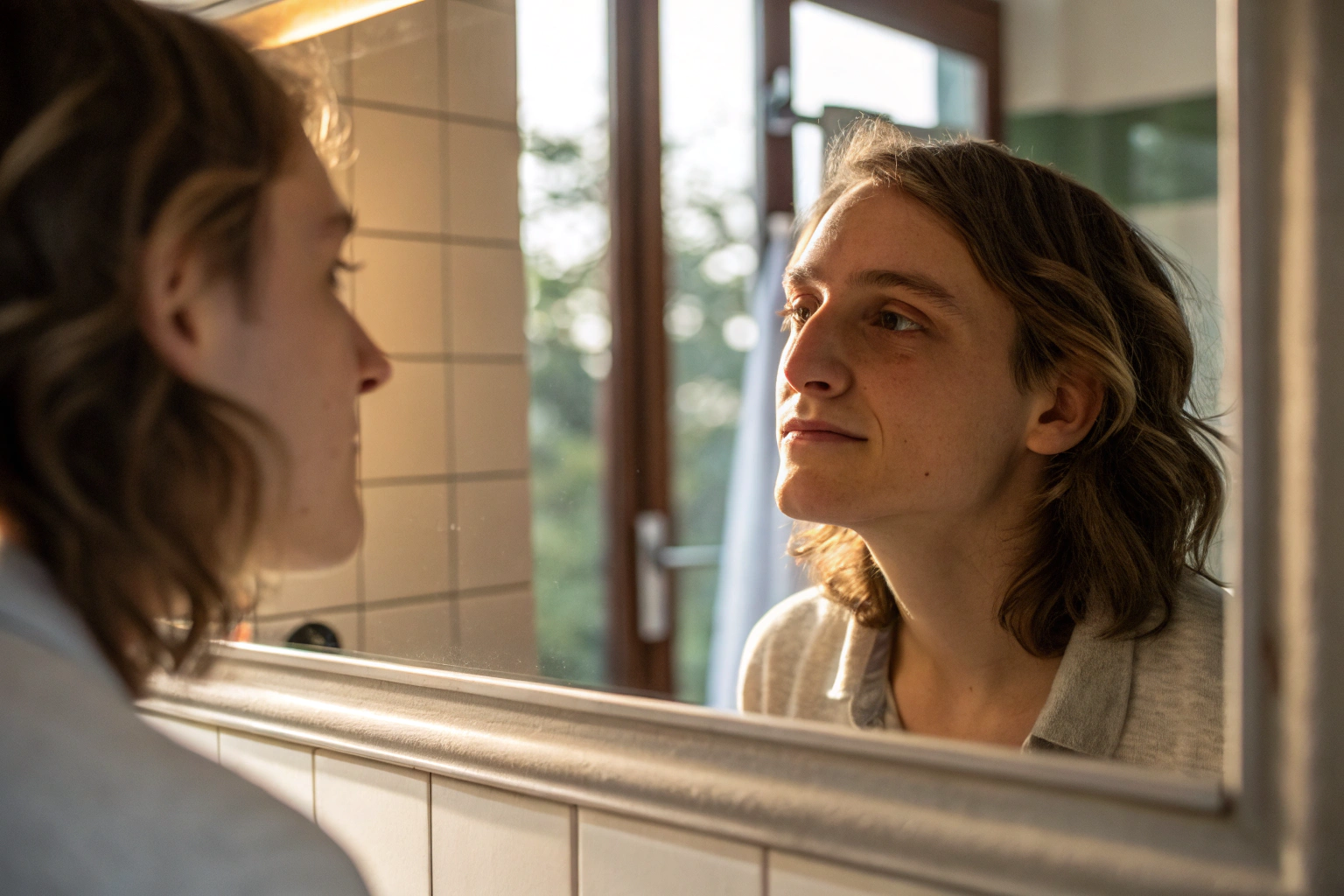 Persoon die zichzelf accepteert als symbool voor grenzen stellen zonder schuldgevoel