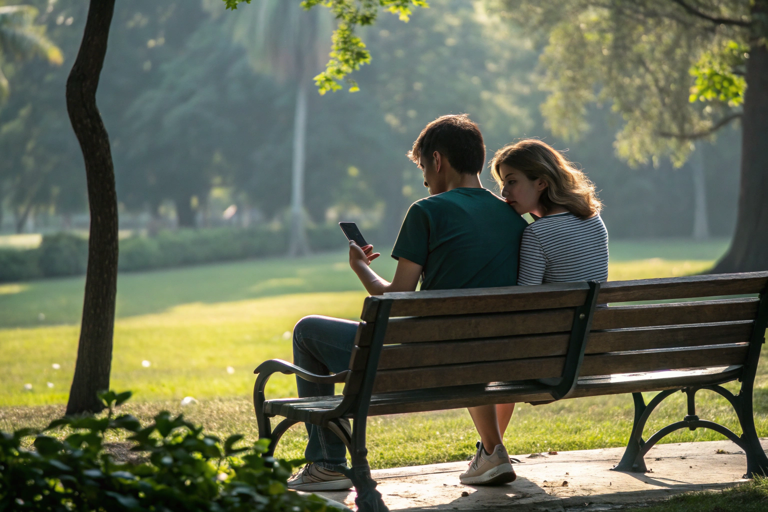 Stel waarbij telefoon afleiding creëert in hun verbinding