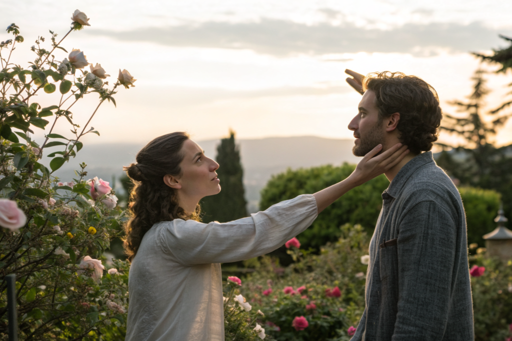 Relatiegrens waarom beide partners moeten groeien: koppel reikt naar elkaar in tuin