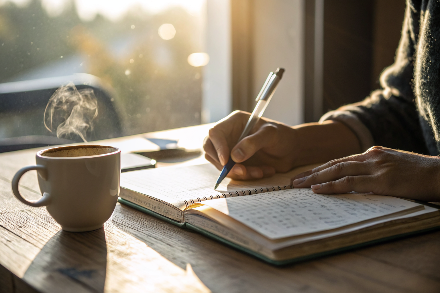 Handen schrijven in dagboek: jezelf terugvinden na liefdesverdriet en gehechtheid
