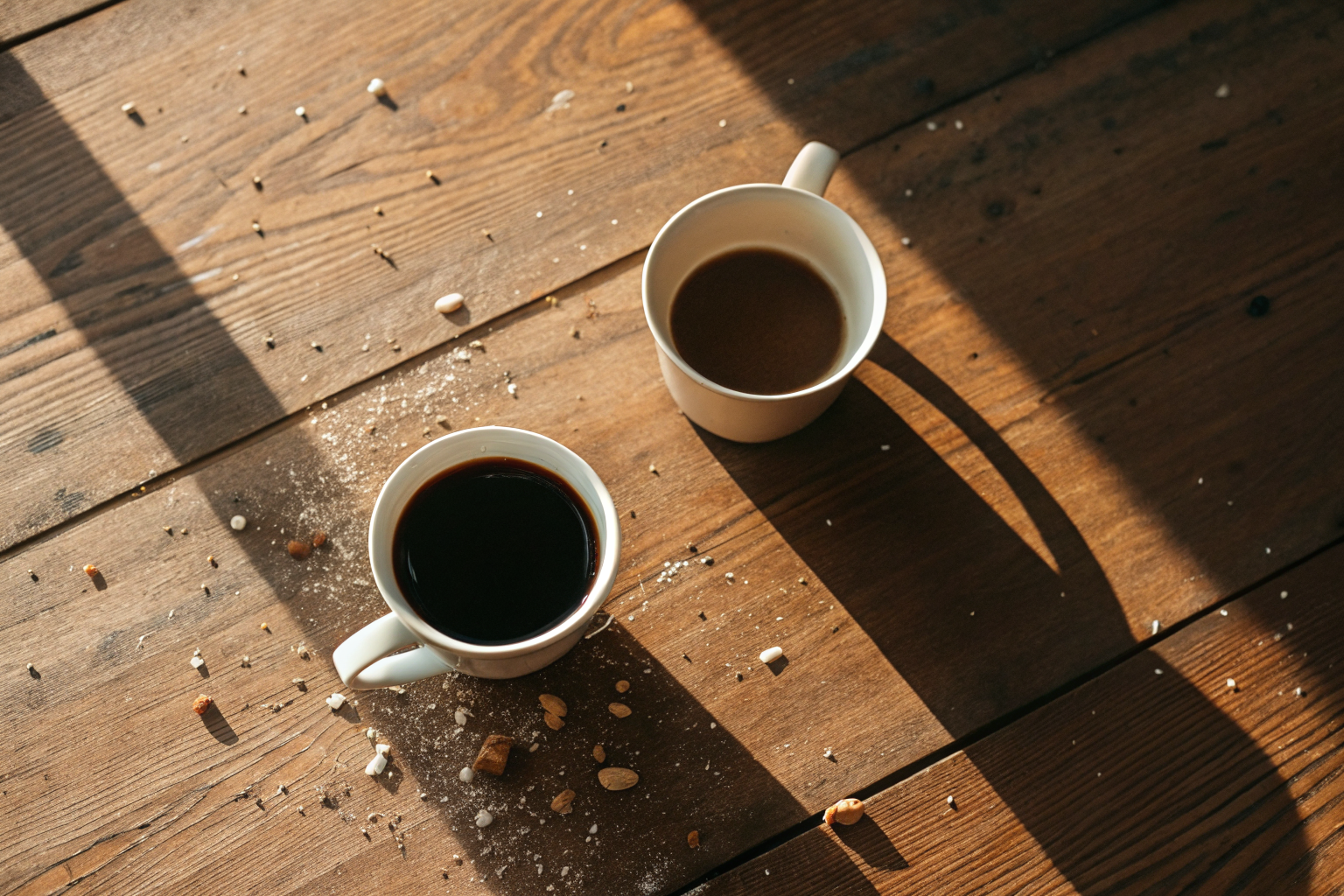 Kritiek in je relatie blokkeert verbinding: twee koffiekopjes op afstand