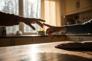 Twee handen reiken naar elkaar: het moment van herkenning wanneer je aangetrokken bent tot je partner