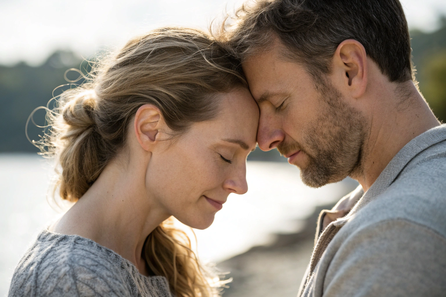 Stel in vredige omhelzing, aanwezigheid en verbinding