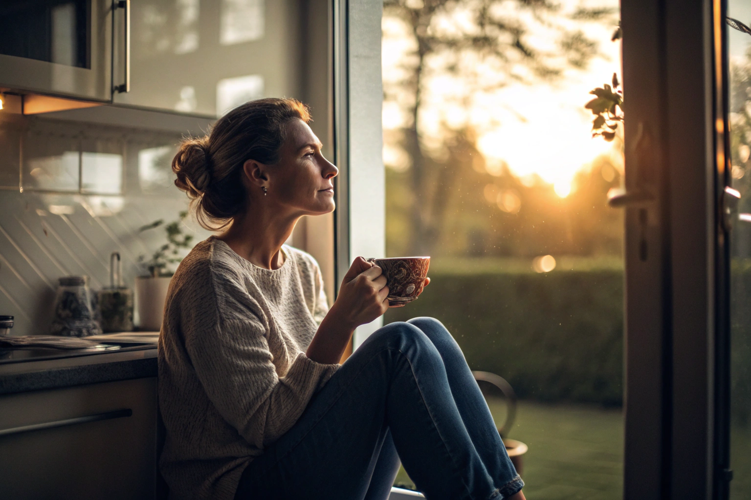 Vrouw die nadenkt over pijn en wrok loslaten in relatie