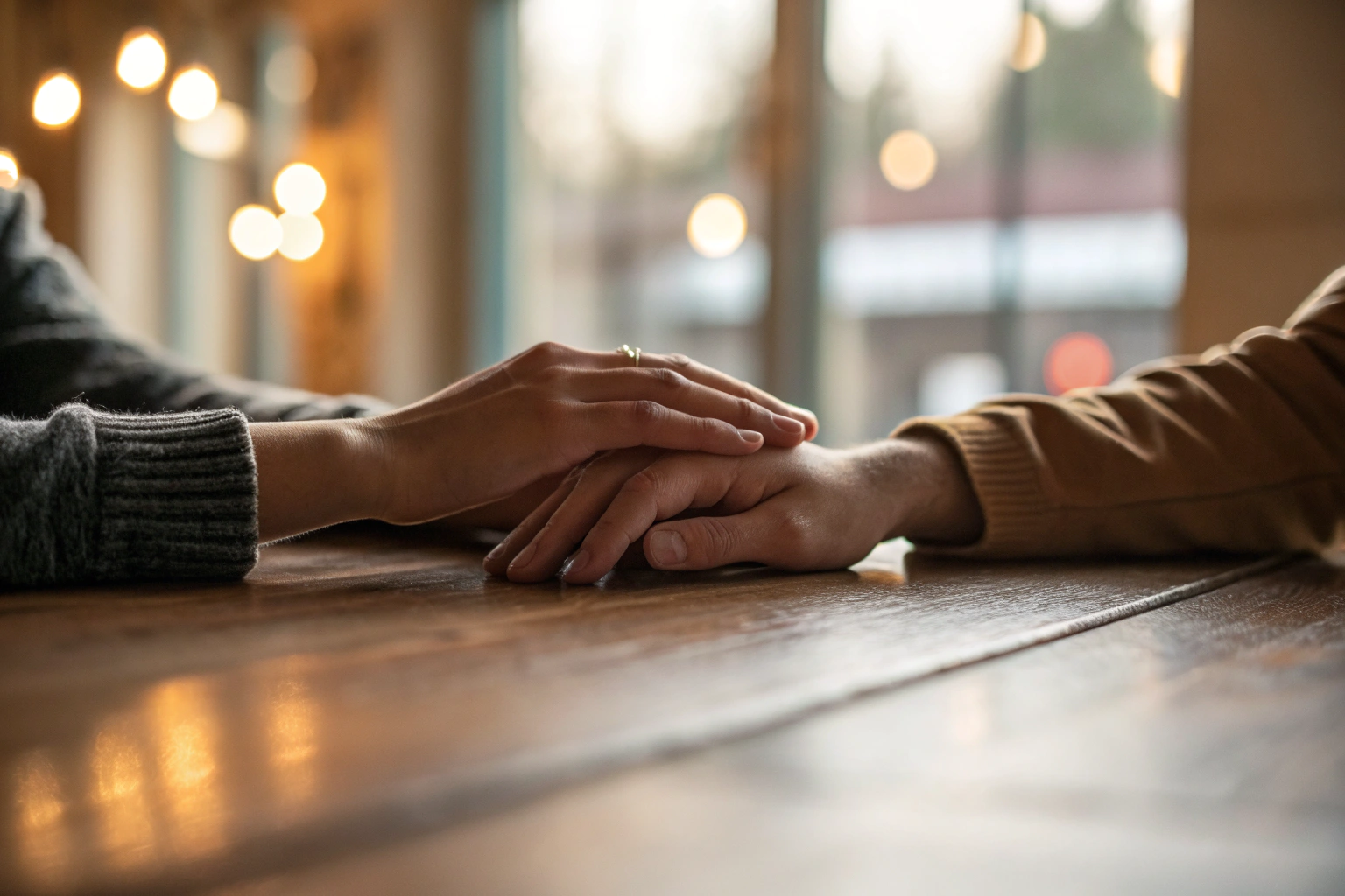 Twee handen die naar elkaar reiken als symbool van vergeving