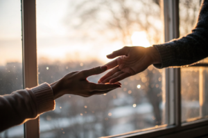 Handen die loslaten als symbool voor grenzen stellen in relatie met integriteit