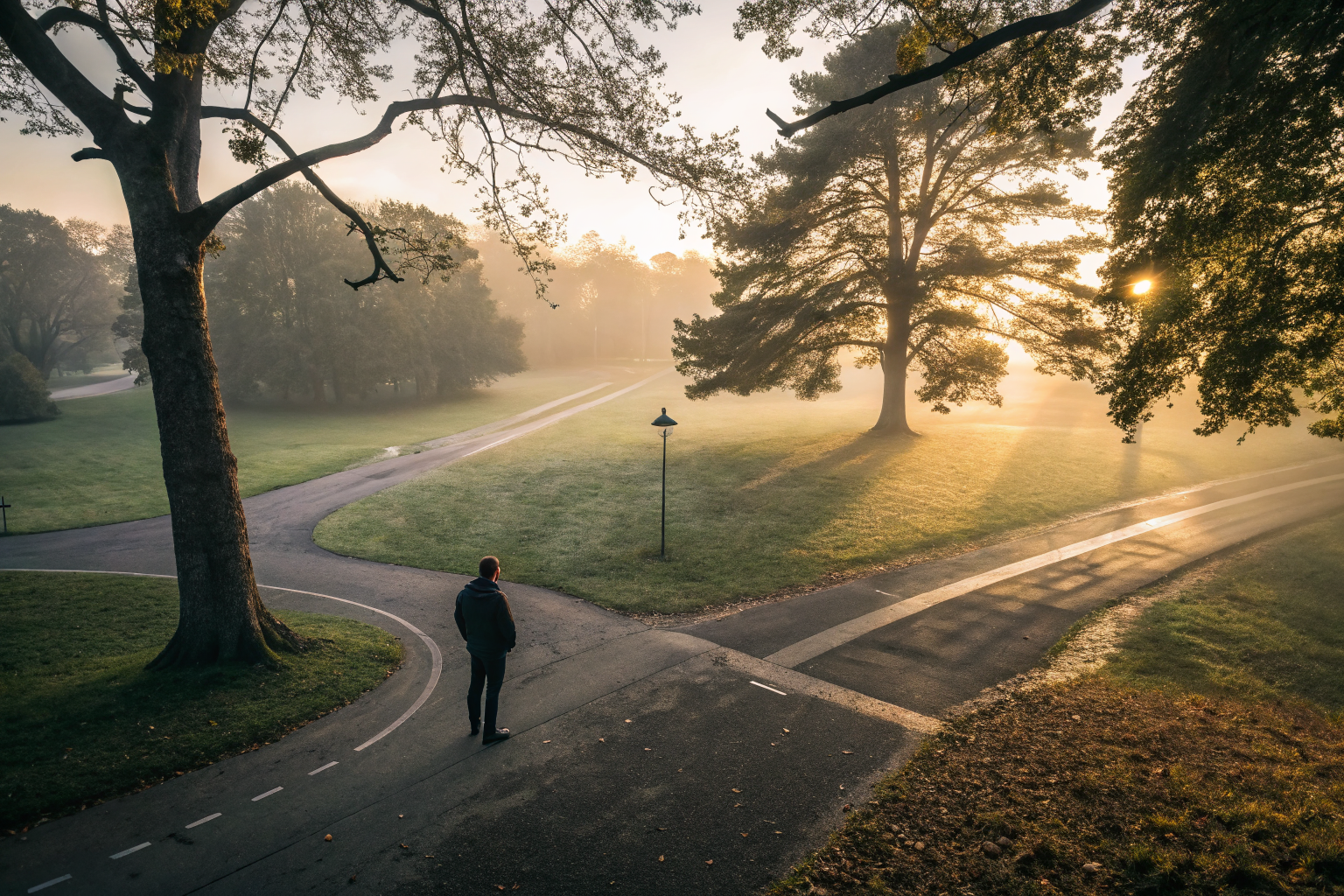 Persoon op kruispunt als metafoor voor grenzen stellen in relatie
