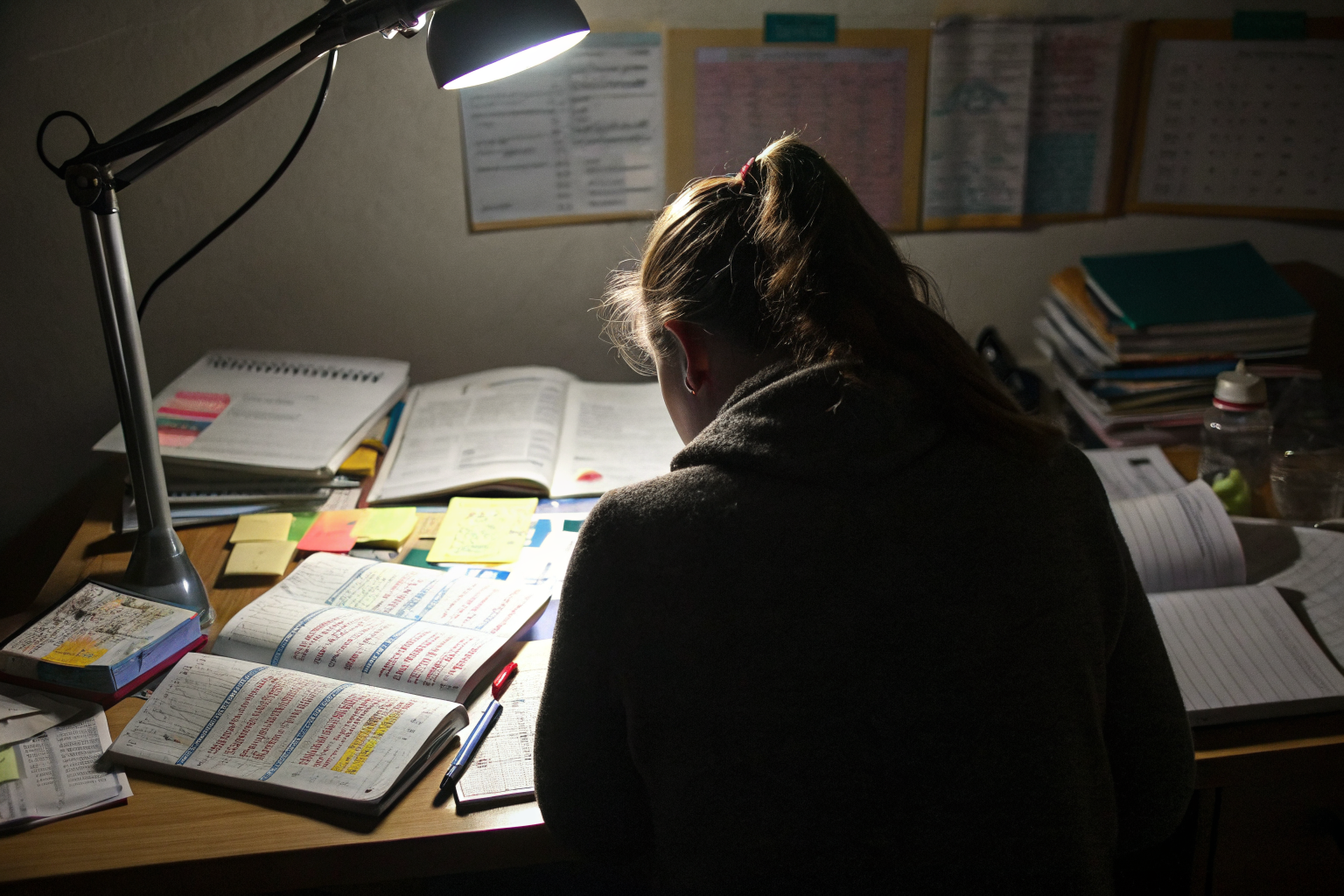 Bureau vol lijstjes en planning als beeld van controle bij sterkte bewijzen als vrouw