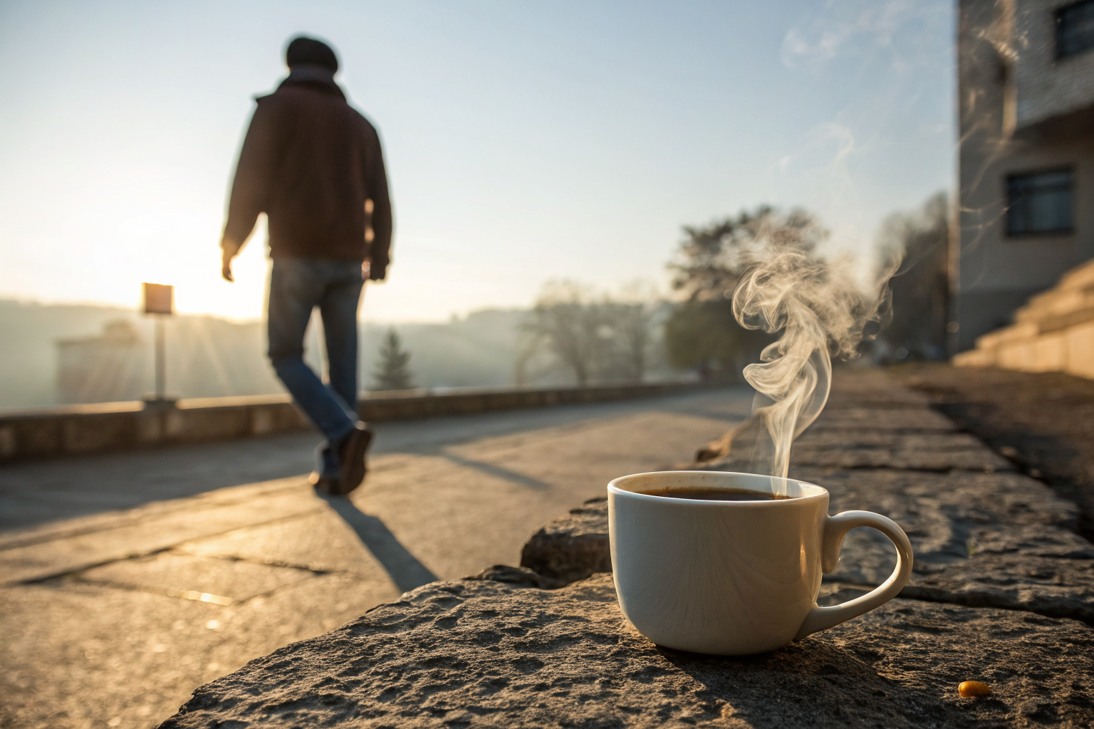 Verlaten koffiekop op aanrecht als symbool voor liefde zonder vaardigheden