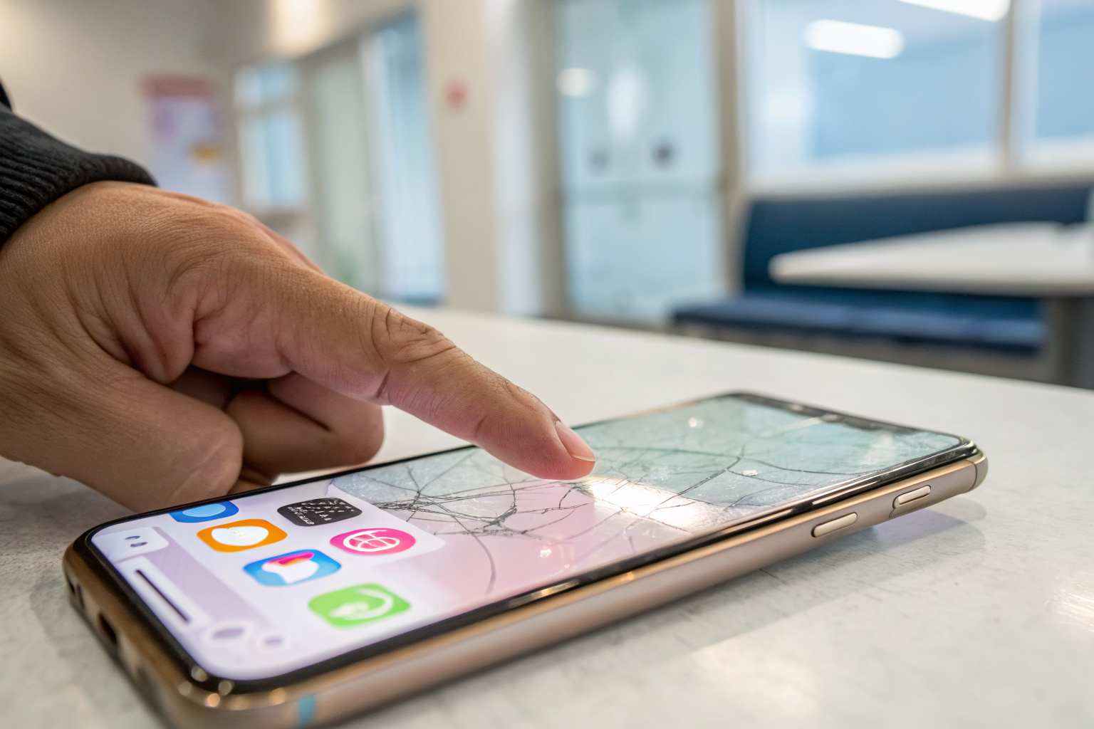 Duim boven hechtingsstijl quiz op telefoonscherm