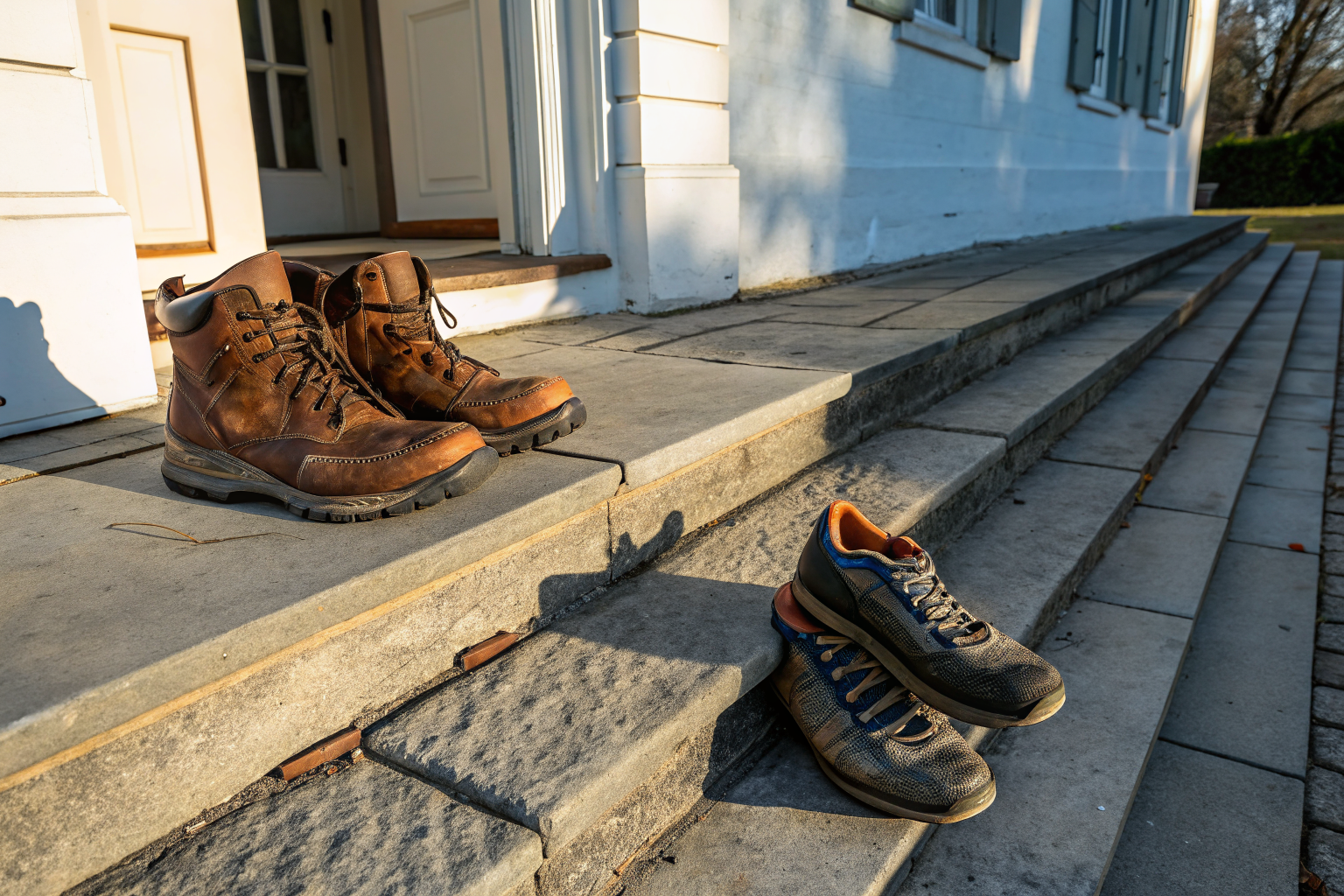 Twee paar verschillende schoenen naast elkaar als metafoor voor liefde partner acceptatie