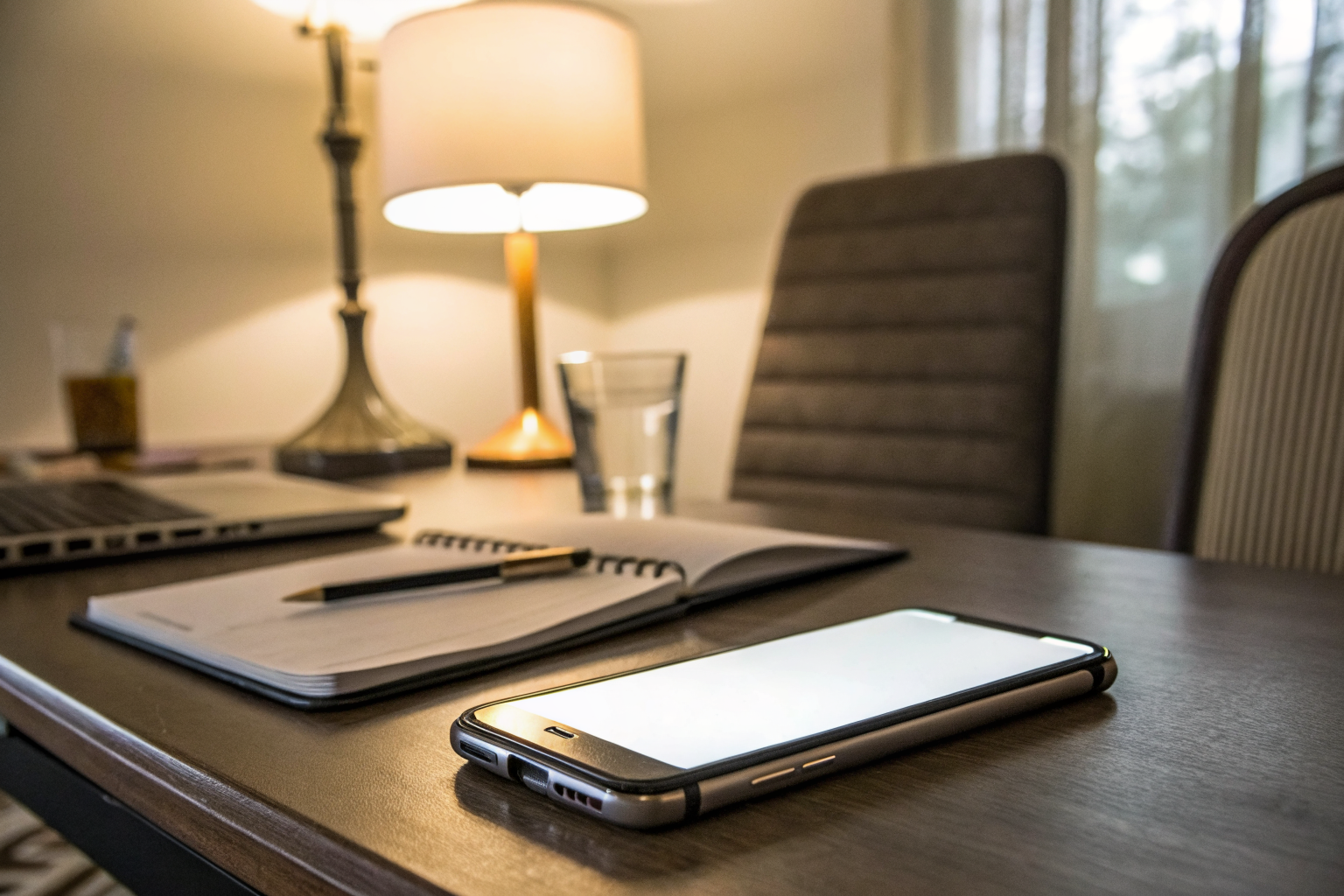 Beeld bij phone face down with a blank screen