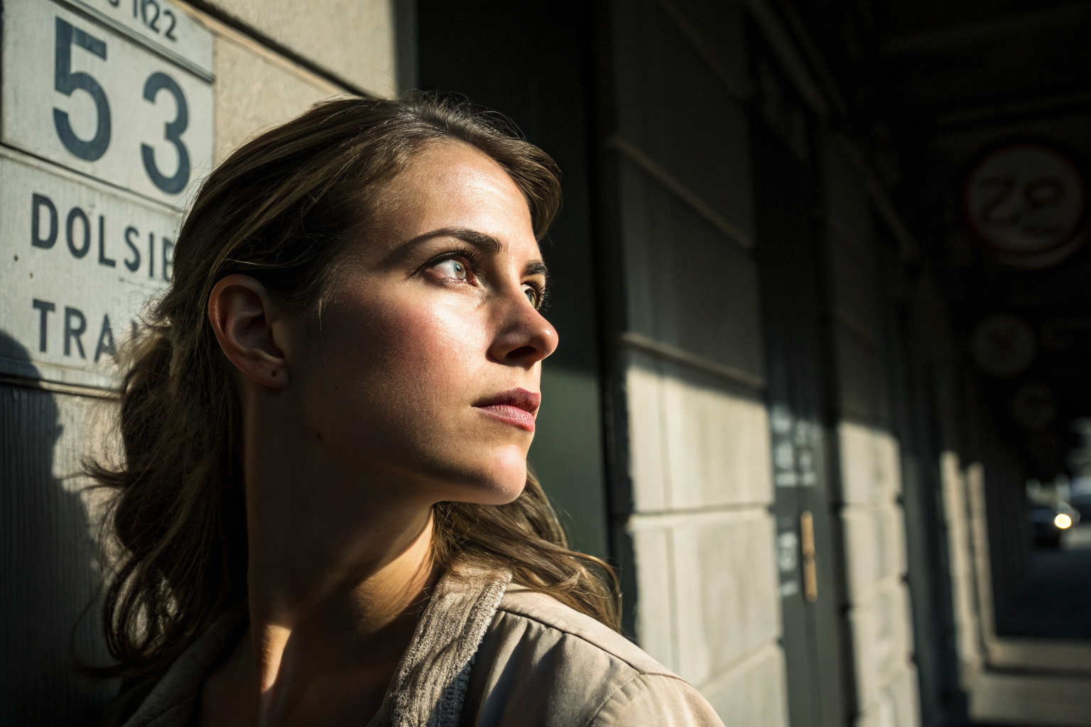 Beeld bij capaciteit voor herstel: Close side portrait of a woman looking slightly away