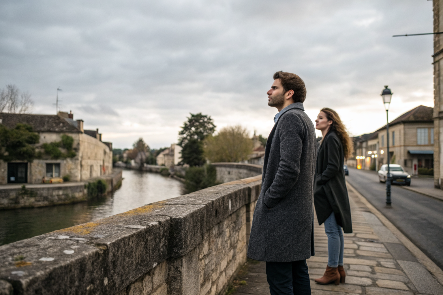 Een man en vrouw op een brug tonen de dynamiek van complementaire wondpatronen in relaties