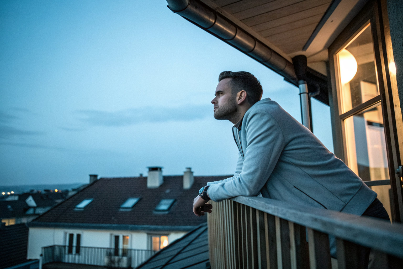 Een man die peinzend naar buiten kijkt en eerlijk naar zichzelf durft te kijken