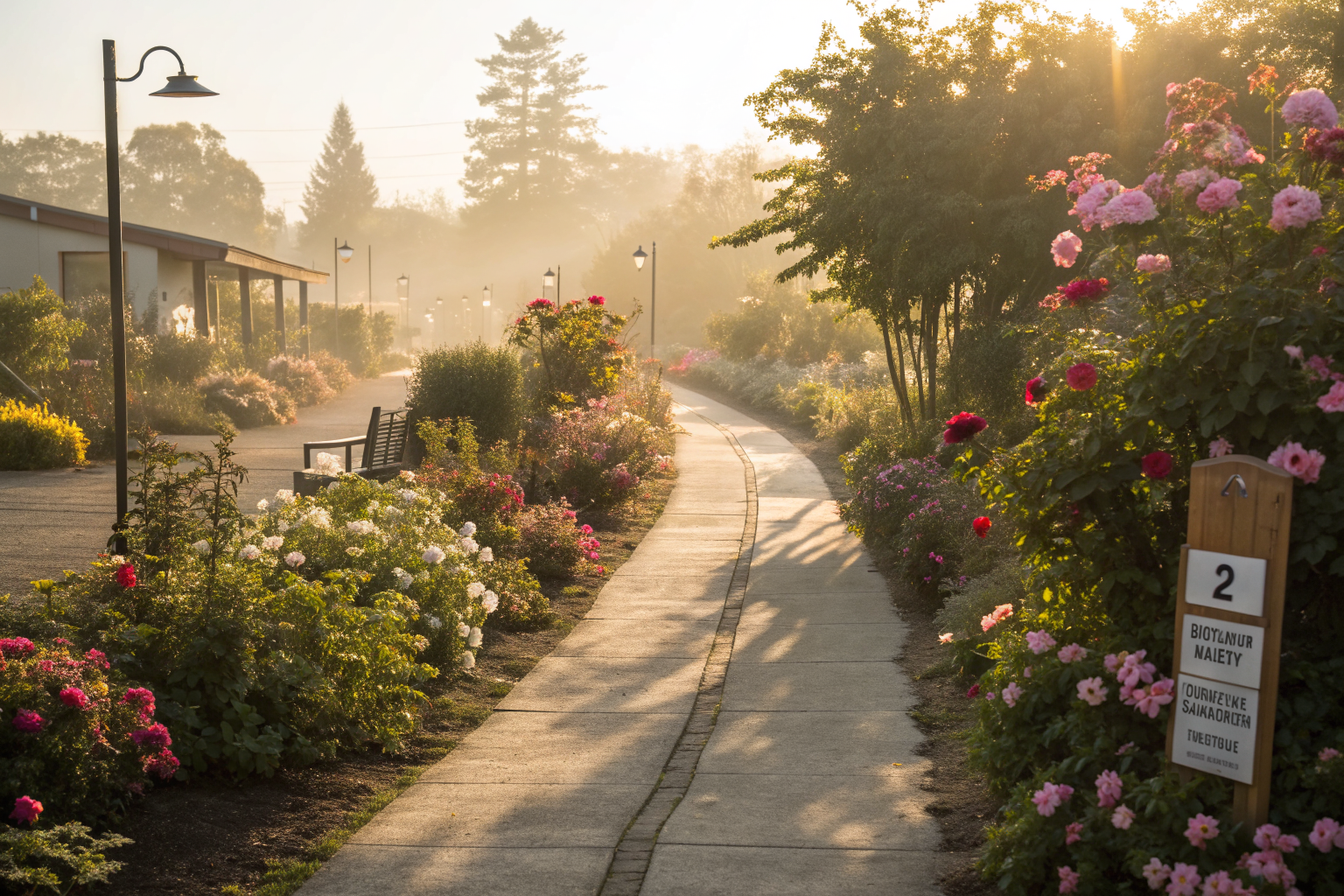 Een zonnig tuinpad met bloemen, passend bij lange relatie crisis